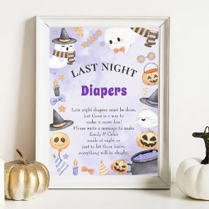 Poster Halloween "Late Night Diapers" Baby shower Jeu Po