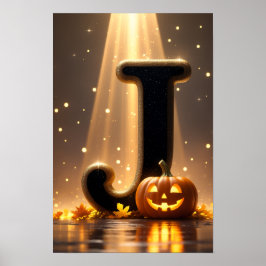 Poster Halloween Letter J Pumpkin Kids Classroom Alphabet