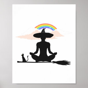 Poster Halloween Lgbt Yoga Sorcière Fierté Hippie Arc-en-