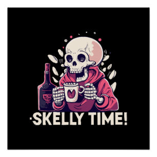 Poster halloween mais c'est l'heure de skelly