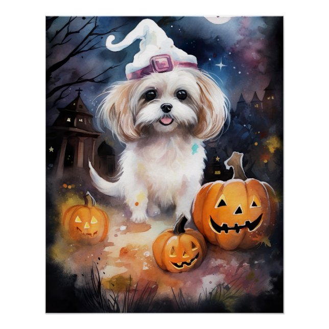 Poster Halloween Malti Tzu Avec Peur Citrouille (Devant)