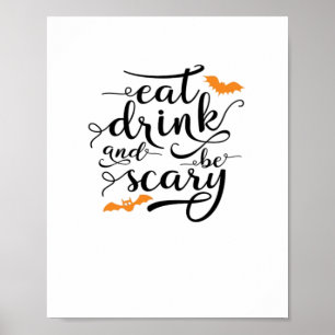 Poster Halloween Mangez Buvez Et Soyez Effrayant Rétro Cl