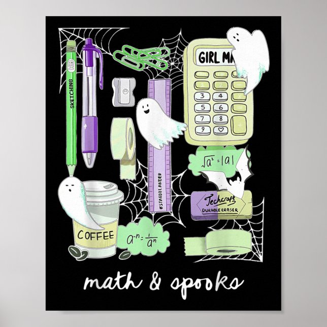 Poster Halloween Math Teacher Ghosts Trig Or Treat Studen (Devant)