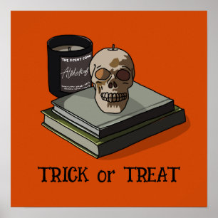 Poster Halloween mignon drôle crâne Whimsical