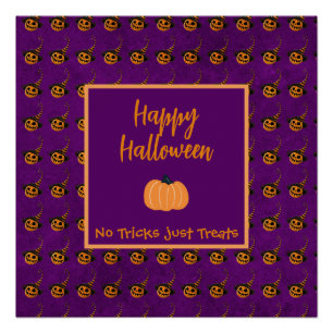 Poster Halloween minuscules citrouilles orange tour ou tr