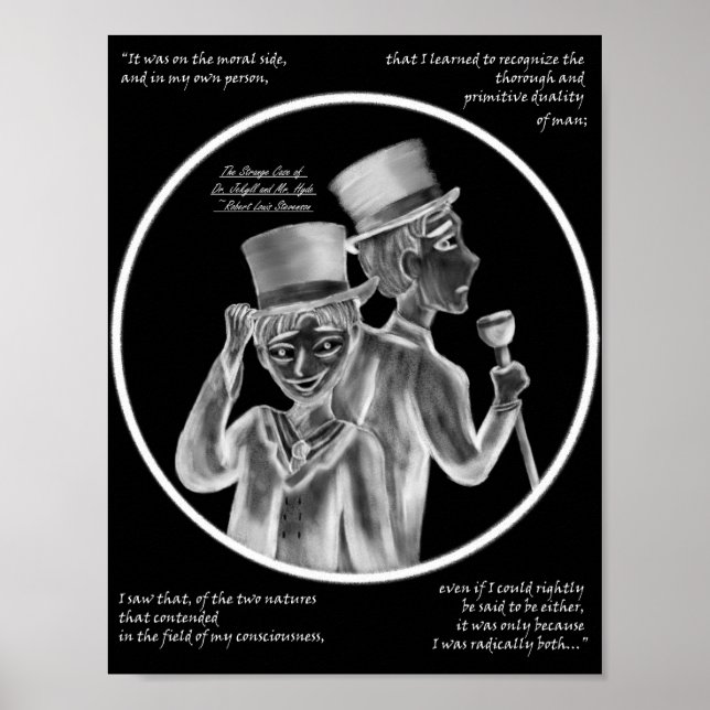 Poster Halloween Mr. Hyde and Dr. Jekyll Gothic Art Print (Devant)
