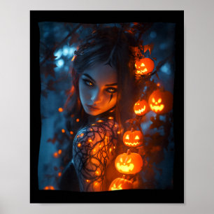 Poster Halloween Mystical Enchanter sorcière brillant Pum
