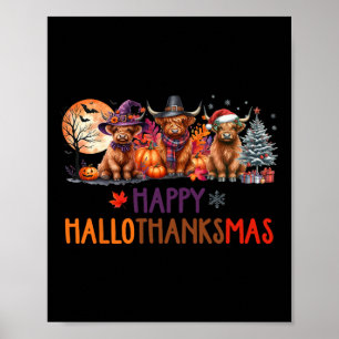 Poster Halloween Noël de la vache Highland Thanksgiving H