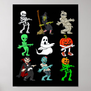 Poster Halloween Orange Justice Monsters Skeleton Boys Gi