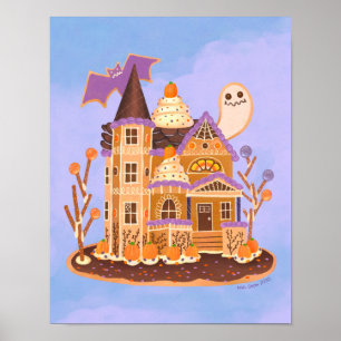 Poster Halloween pain d'épices Maison hantée Art Imprimer