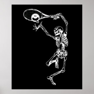 Poster Halloween Party Funny Pickleball Squelette Joueur