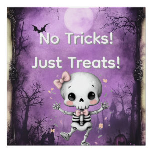 Poster Halloween "Pas de bêtises, juste des traitements"