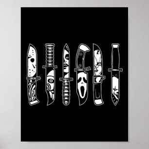 Poster Halloween Personnages De Film Horreur En Couteaux 