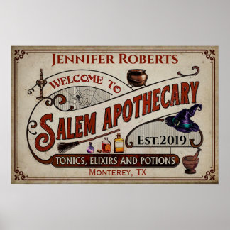 Poster Halloween Personnalisé Bienvenue À Salem Pothecary