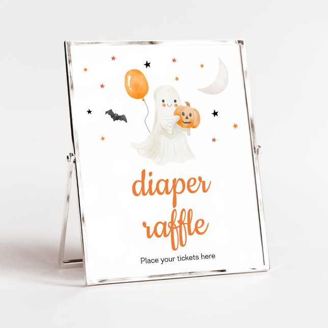 Poster Halloween Petit Boo Baby shower Déchets Raffle (A Little Boo Baby Shower Diaper Raffle Sign)
