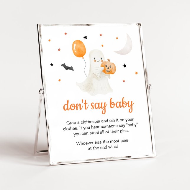 Poster Halloween Petit Boo Baby shower Ne pas dire bébé (A Little Boo Baby Shower Don't Say Baby Sign)