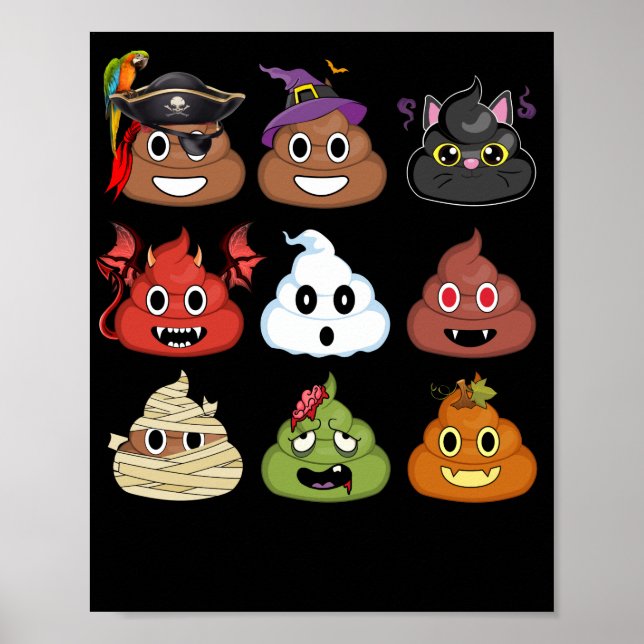 Poster Halloween Poop Emojis Face Citrouille Pirate maman (Devant)