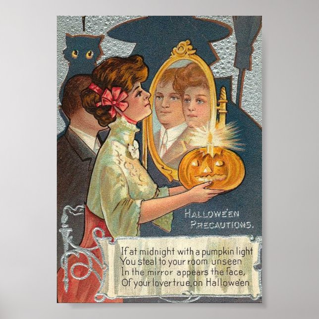 Poster Halloween Précautions toile Imprimer (Devant)