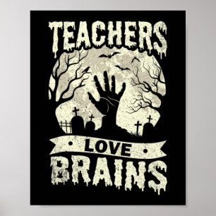 Poster halloween professeurs amour cerveau école zombie