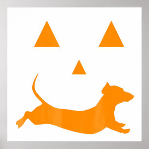 Poster Halloween Pumpkin Dachshund Jack-O-Lantern  Costum