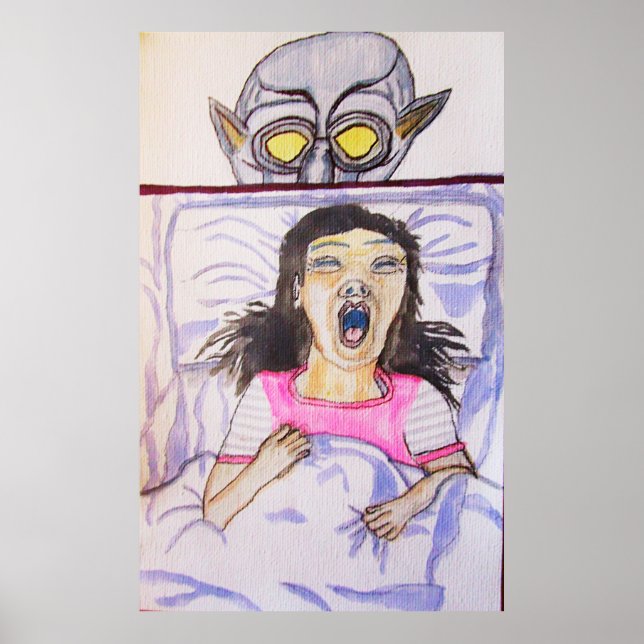 POSTER HALLOWEEN QUELQUE CHOSE EST SOUS LE LIT (Devant)