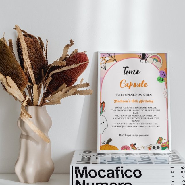 Poster Halloween Retro Super 1er anniversaire heure Capsu (Créateur téléchargé)