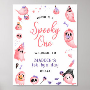 Poster Halloween rose éffrayant 1er anniversaire Bienvenu