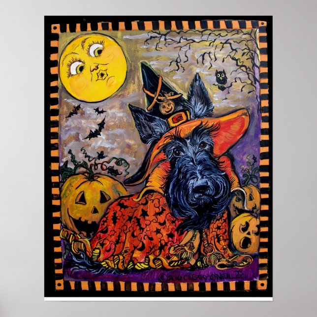 Poster Halloween Scottish Terrier (Devant)