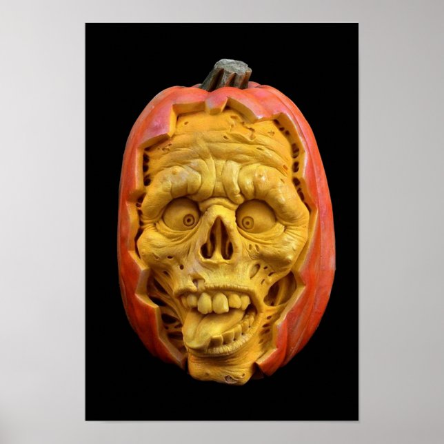 Poster Halloween sculpté Jack-O’-lanterne face d'effroi (Devant)