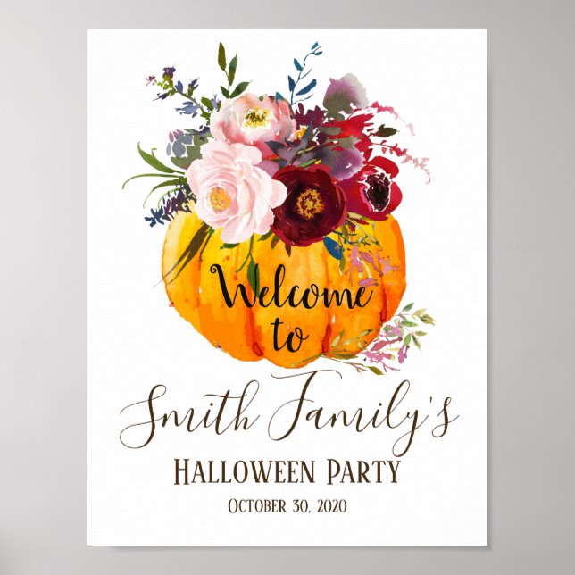 Poster Halloween, signe de bienvenue citrouille (Devant)