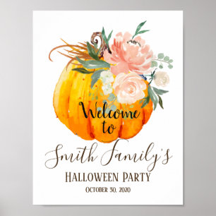 Poster Halloween, signe de bienvenue citrouille