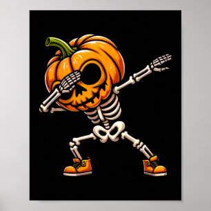 Poster Halloween Skeleton Boys Trick Treat Funny Citrouil