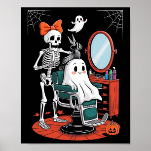 Poster Halloween Skeleton Coiffeur coiffeur
