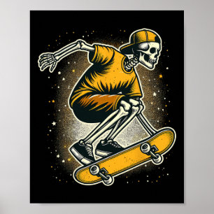 Poster Halloween Skeleton Skateboard