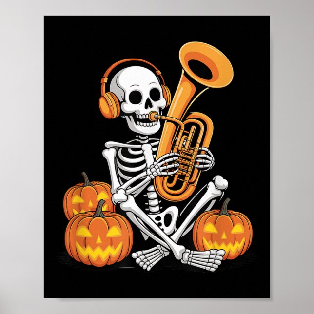 Poster Halloween Skeleton Tuba Tubist  (Devant)