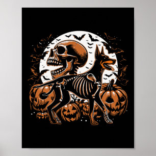 Poster Halloween Skeleton Walking Skeletal Doberman Chien