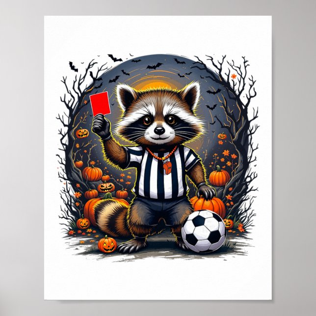 Poster Halloween Soccer Referee Funny Red-card Feral Ref  (Devant)