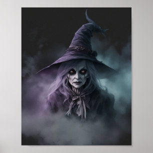 Poster Halloween sorcière effrayante