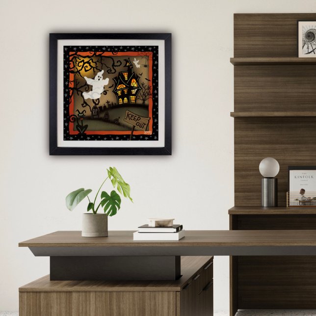 Poster Halloween Spook House Fantôme École Inspirivité (Fun Halloween Ghost poster by Inspirivity)