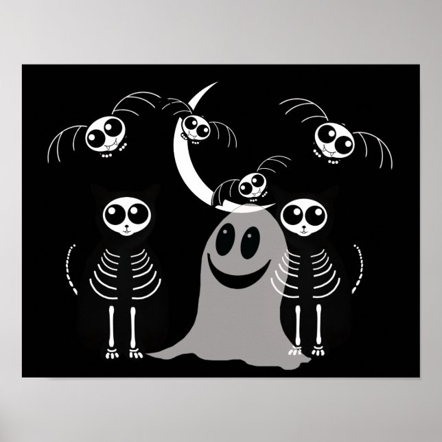 Poster Halloween Squelette Animaux Gang (Devant)