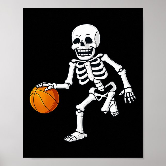 Poster Halloween Squelette Dribbling Basketball Garçons F (Devant)