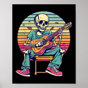 Poster Halloween Squelette Jouer Guitare Rock Et Roll Nd