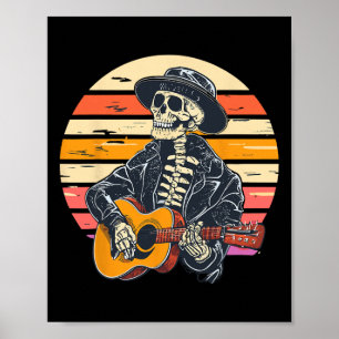 Poster Halloween Squelette Jouer Guitare Rock Et Roll Nd