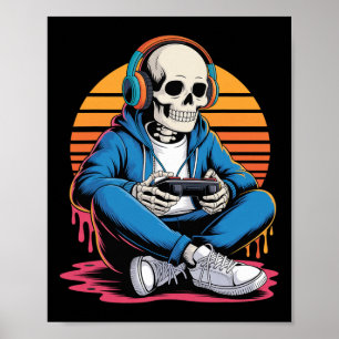 Poster Halloween Squelette Joueur Vidéo Jeu Garçons Homme