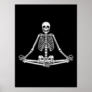 Poster Halloween Squelette Lotus Yoga Balance Anniversair