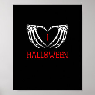 Poster Halloween Squelette Mains Formant Coeur Gothique
