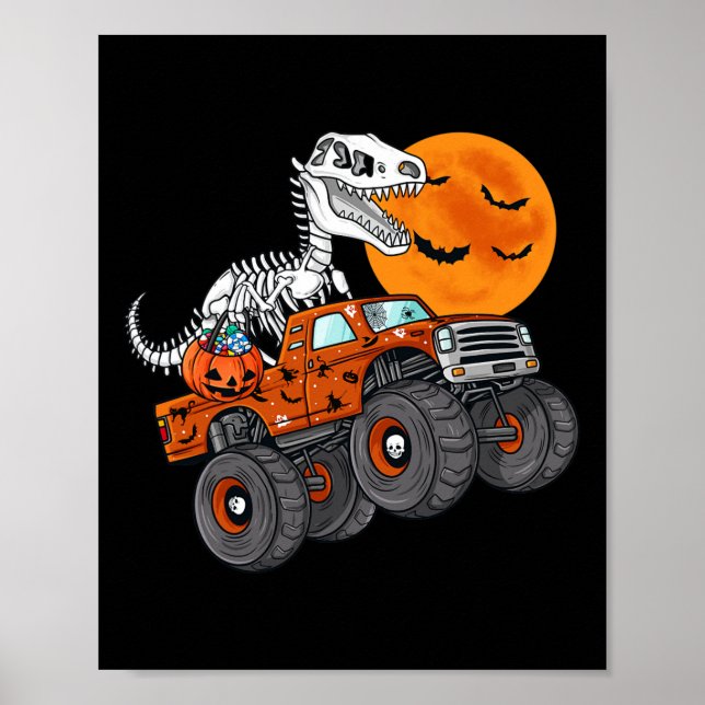 Poster Halloween Squelette T Rex Monster Camion Garçons T (Devant)