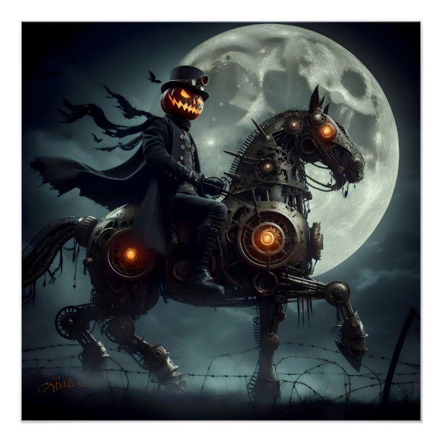 Poster Halloween Steampunk Cavalier sans tête (Devant)