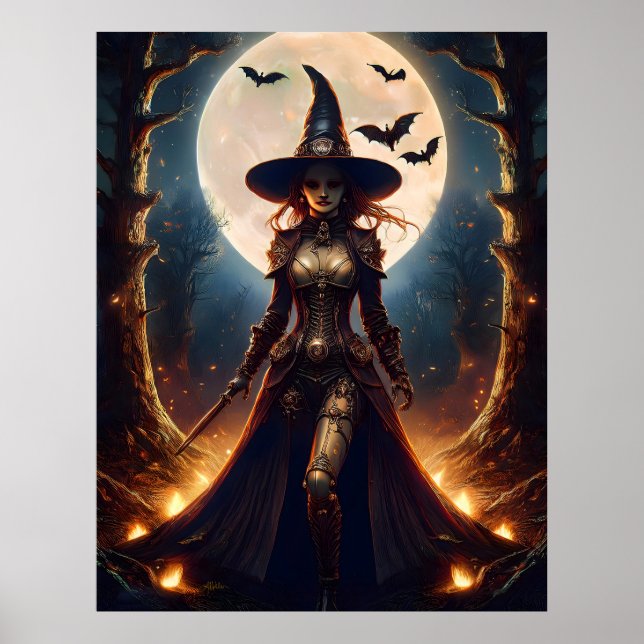 Poster Halloween Steampunk Forest Witch (Devant)