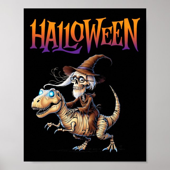 Poster Halloween T-rex Skeleton Ride (Devant)